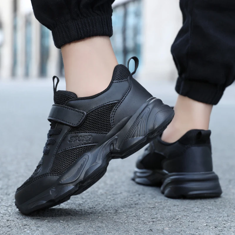 Verão crianças tênis meninos sapatos casuais preto respirável estudante tênis de corrida moda crianças meninas esporte ao ar livre tênis