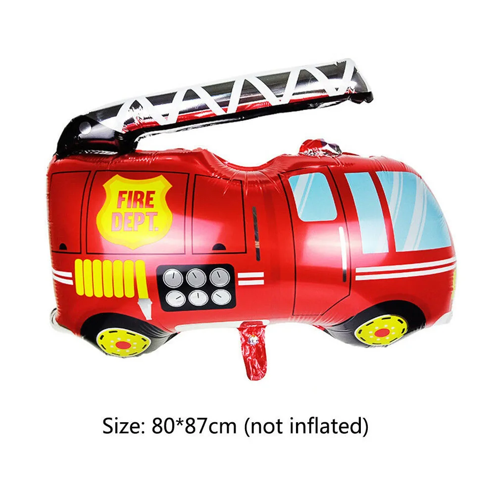 5pcs Fire Balloon Firefighter Fire Truck 32inch Red Number Balloons Set Boys Fire Theme Birthday Party Decoration Supplies