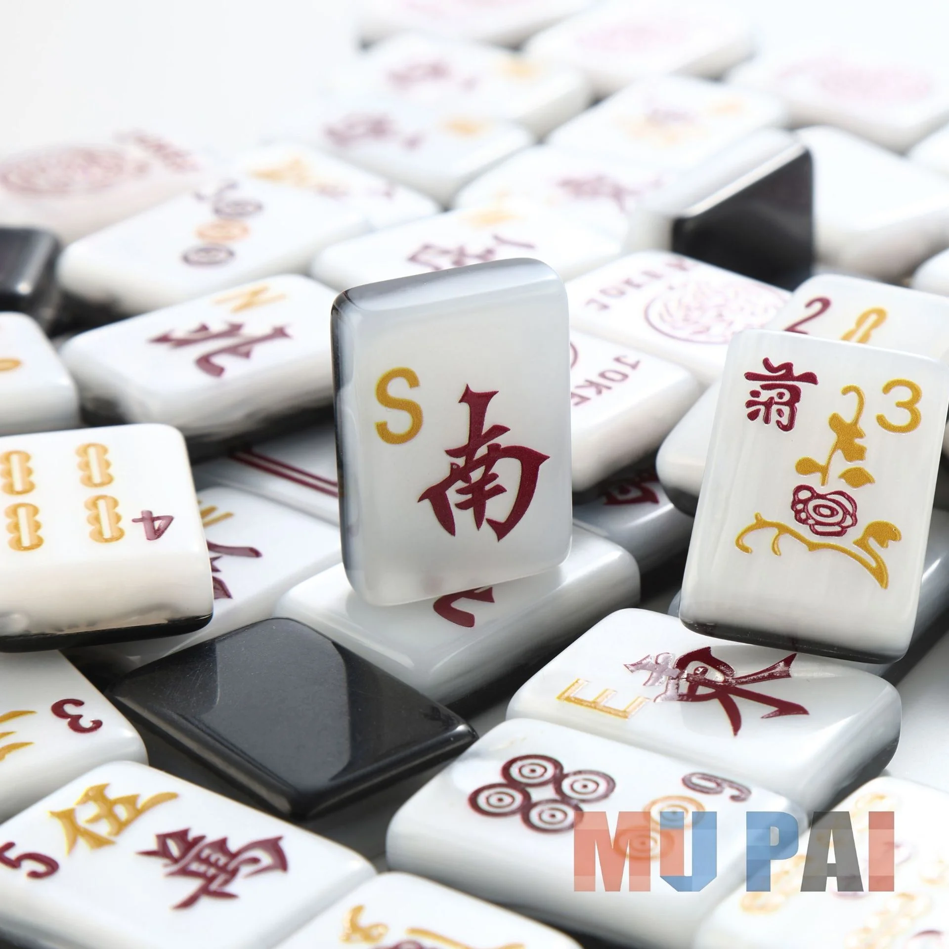 Pearl Shell Acrylic Mahjong, American Style Black White, Portable Crystal Gift, Chess Card Entertainment, 4 Players Set