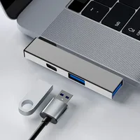 4 in 1 Compactly Aluminum USB C Hub USB3.0 Hub Type C to Type C and Double USB Port Hub for Versatile Devices Connectivity
