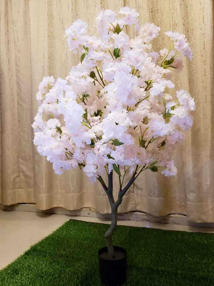 Imagem -06 - Flor de Cerejeira Artificial Decoração Simulada de Flores de Bonsai Casamento Casa Escritório Festa Planta Falsa Vaso de Chão 110 cm 160 cm 190cm