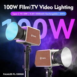 TOLIFO Portable PL-100RGB 100W RGB LED COB Continuous Studio Lighting Mini Bowens Rechargeable Video Photography Light
