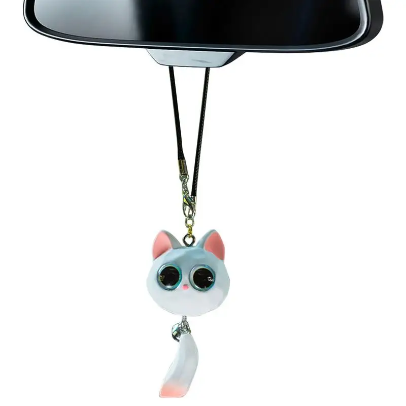 Cat Shaped Pendant Car Rearview Mirror Ornament With Lanyard Easy To Hang Realistic Looking resin Christmas Hanging Decoration