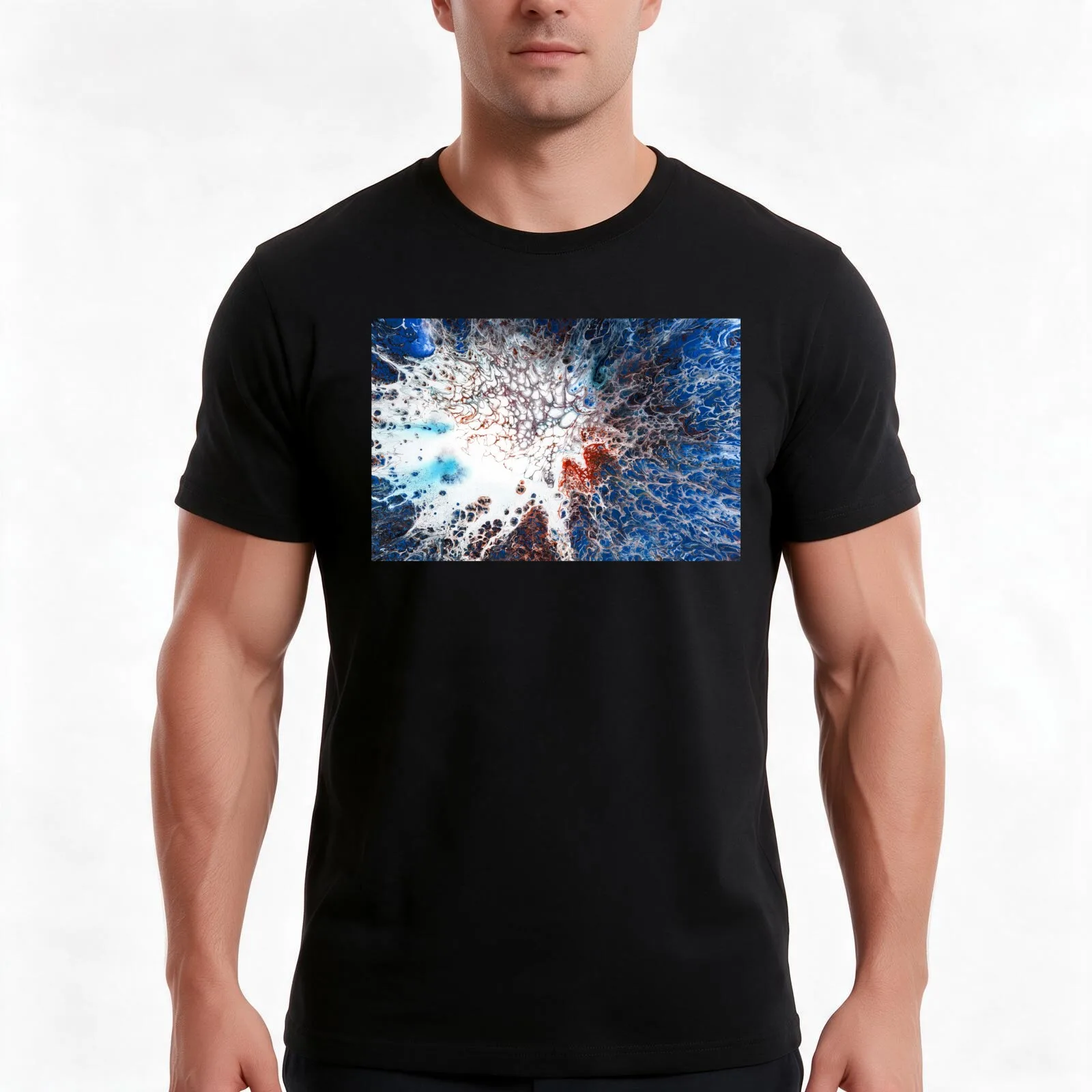 Cosmic Tides: The Fusion of Fire and Water T-Shirt, Summer Casual Cotton Tee, Oversized Streetwear Tops, Vintage Graphic Print