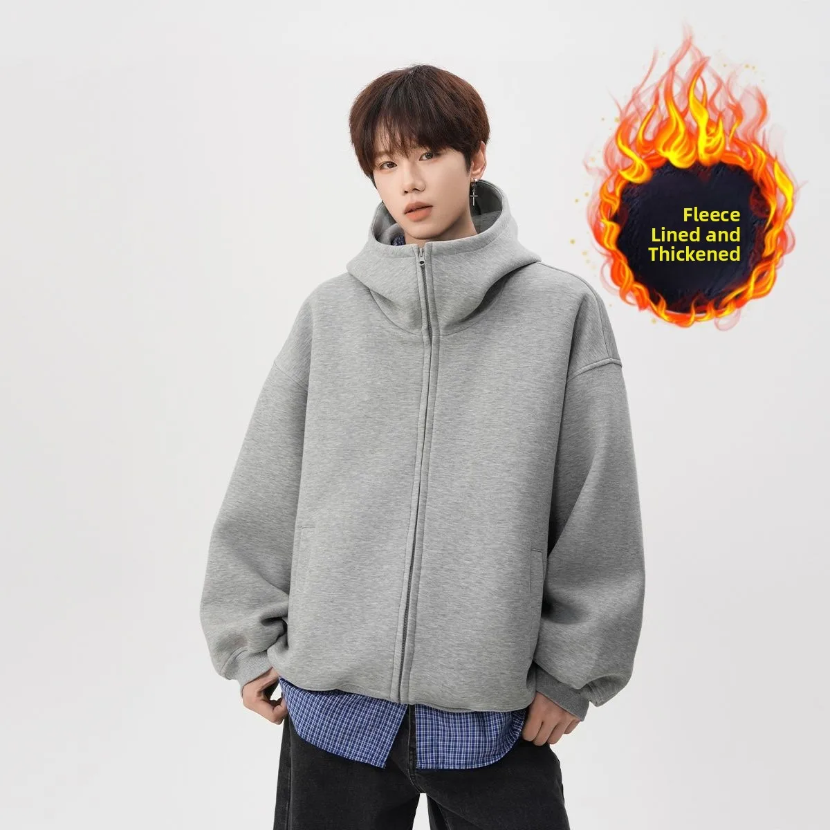 

Мужская зимняя толстовка-худи American Lazy Sle: модный трендовый дизайн, утепленная, с капюшоном, повседневный крой...