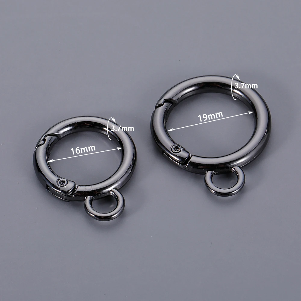 10pcs Spring Gate Double O Ring Openable Leather Bag Belt Strap Buckle Luggage Pendant Dog Chain Snap Clasp Trigger ID 16/19mm