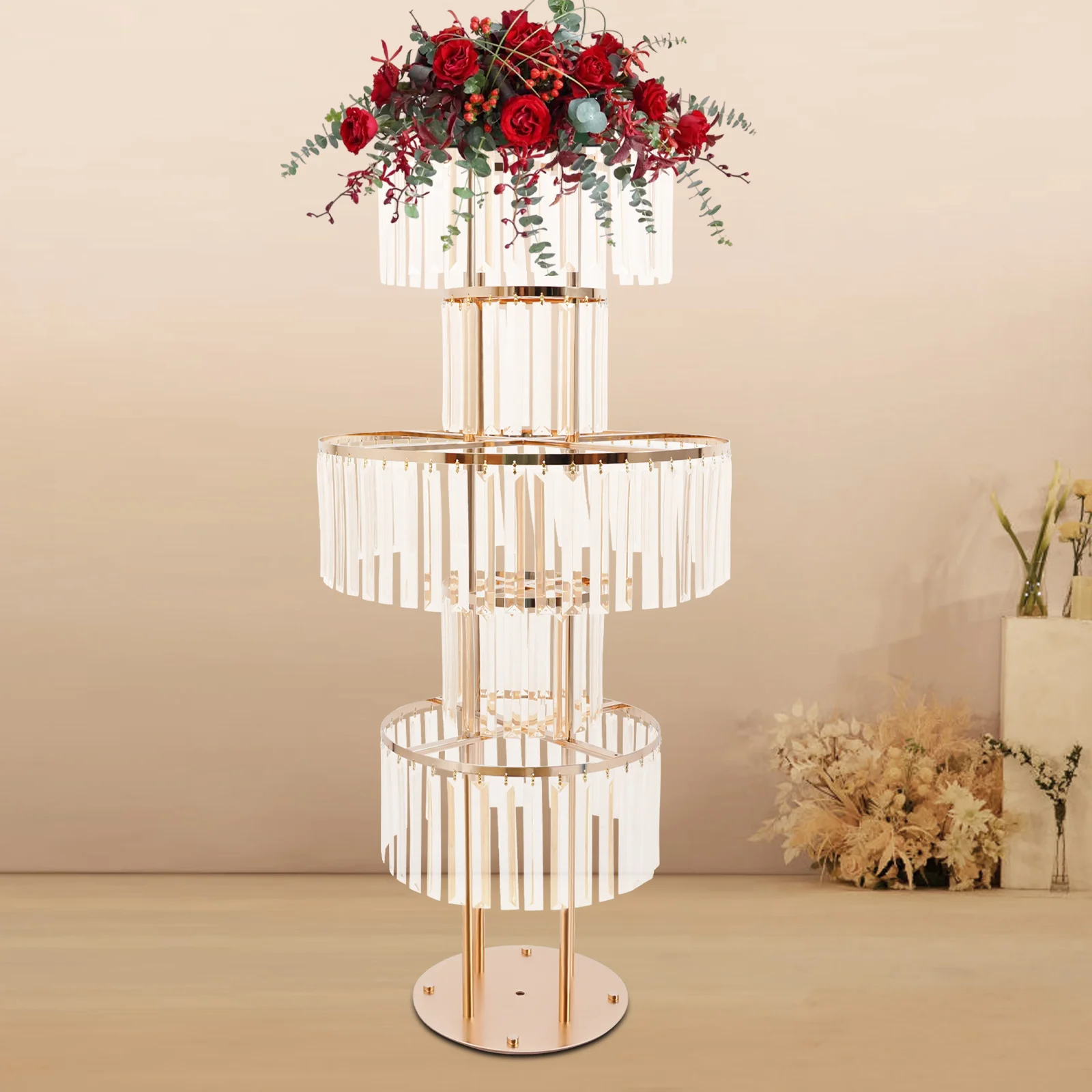 

Luxury Gold Flower Stand Multi-Tier Design, DIY Display Space Ideal Gift For Celebrations & Living Room Decorations