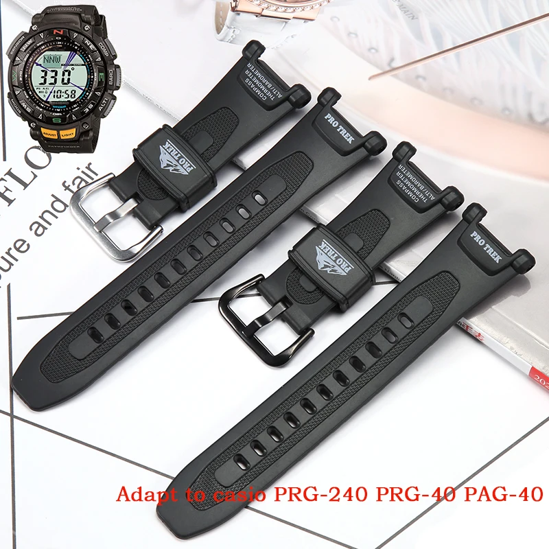 Rubber Strap Suitable For Casio Protrek PRG-240 PRG-40 PAG-40 Pathfinder Series Men's Waterproof Band Resin Watch Accessories