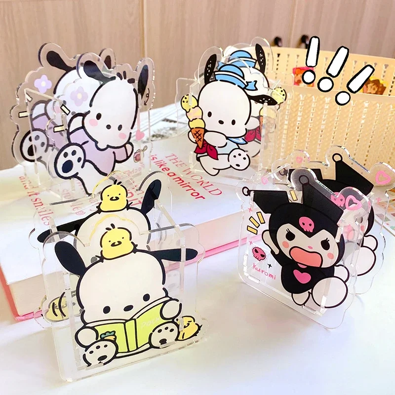 Sanrio Acrylic Pen Holder ‌‌‌‌Kuromi Cartoon Student Stationery Desktop Storage Box Anime Accessories Kawaii Home Supplies Gift