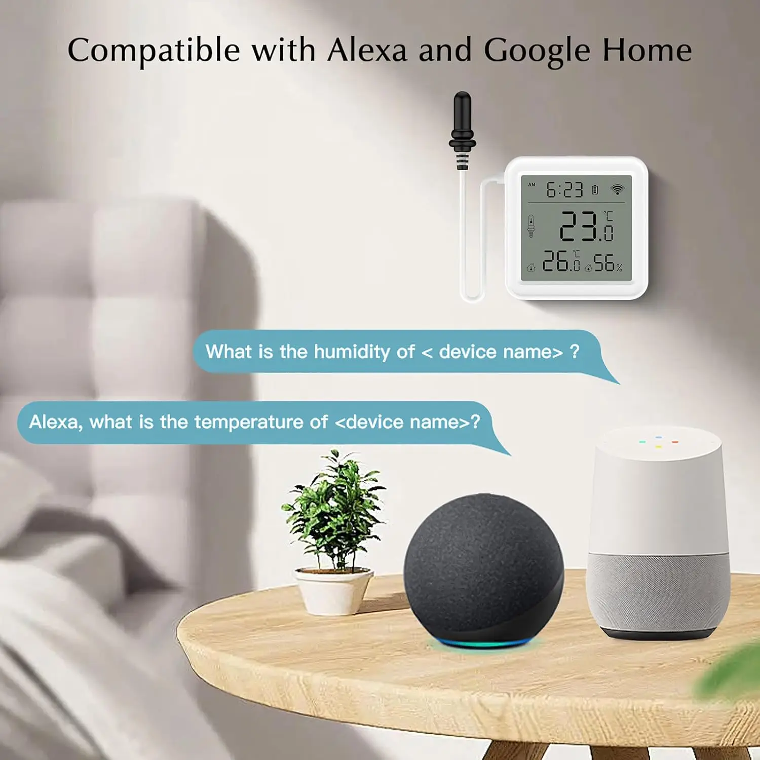 Tuya WiFi Zigbee مقياس درجة الحرارة والرطوبة مع مستشعر مسبار خارجي شاشة LCD رقمية ميزان الحرارة لفريزر خزان الأسماك #6