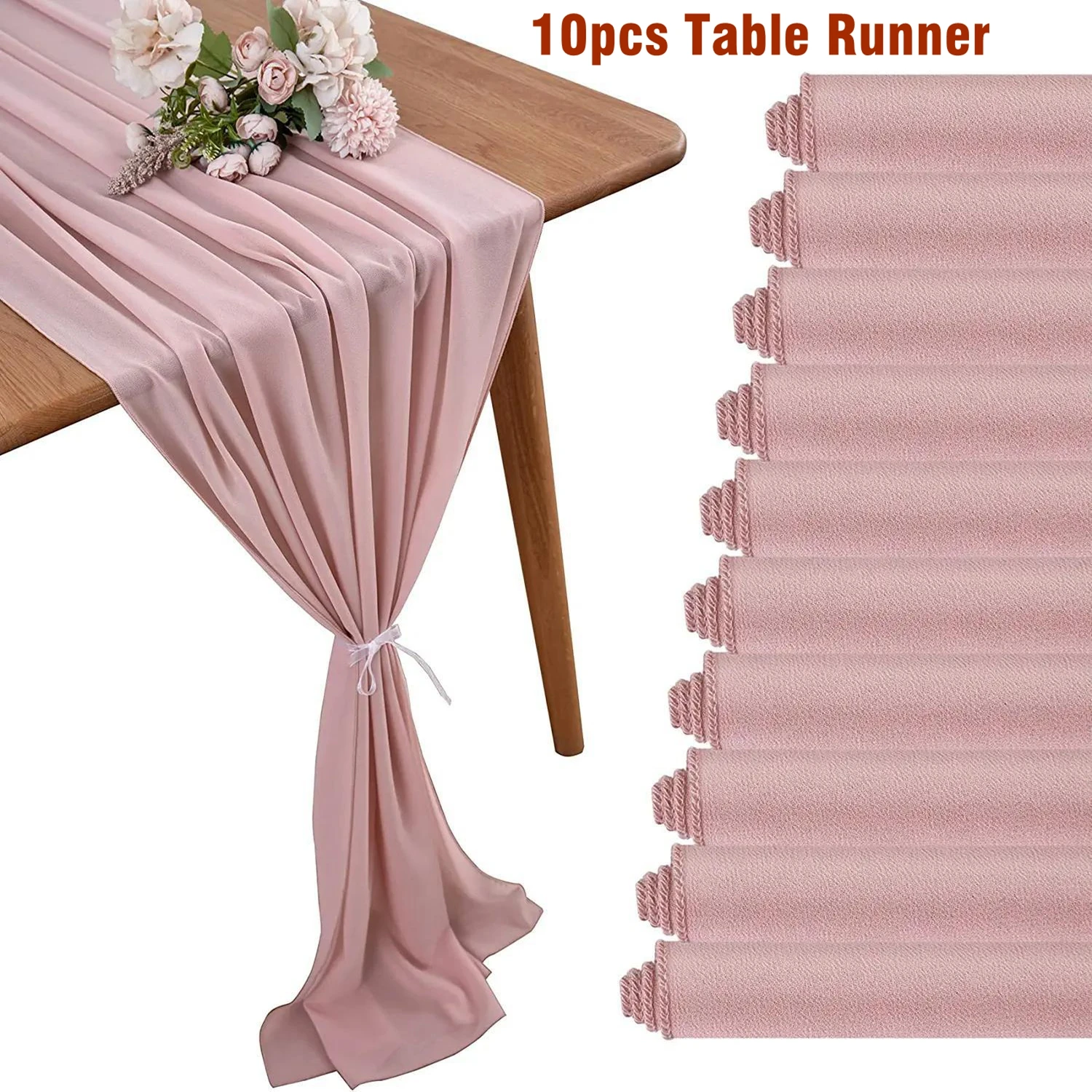 

10Pcs 70*300cm Chiffon Table Runner Sheer Gauze Dining Table Wedding Decoration Boho Engagement Party Tablecloth 27×118 inches