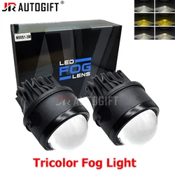 1Pair 2.0inch 2.5inch 3.0inch Dual Beam White Yellow Tricolor Fog Light H11 9005 HB3 Bi-led Projector Len Led Car Headlight
