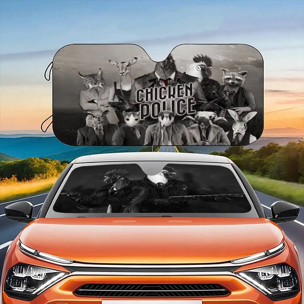 لعبة الدجاج طلاءها الأحمر مظلة السيارات الستائر الزجاج الأمامي المضادة للأشعة فوق البنفسجية حماية الجبهة الشمس الظل التبريد حامي #6