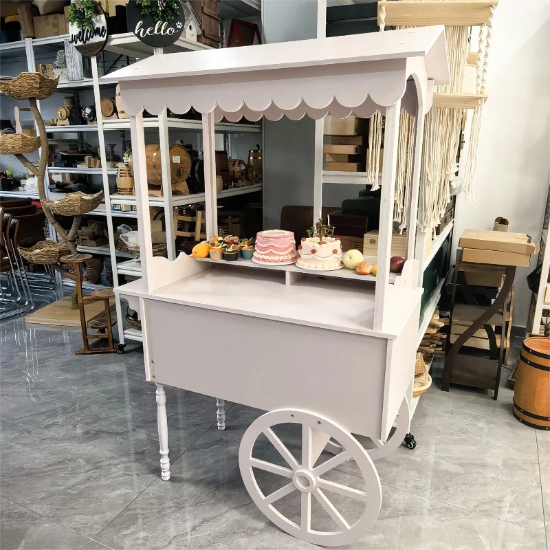 Customized wooden candy cart With wheels for wedding