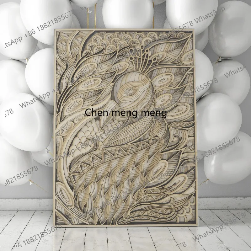 

Peacock | Creative wall home soft decoration three-dimensional art wood Nordic