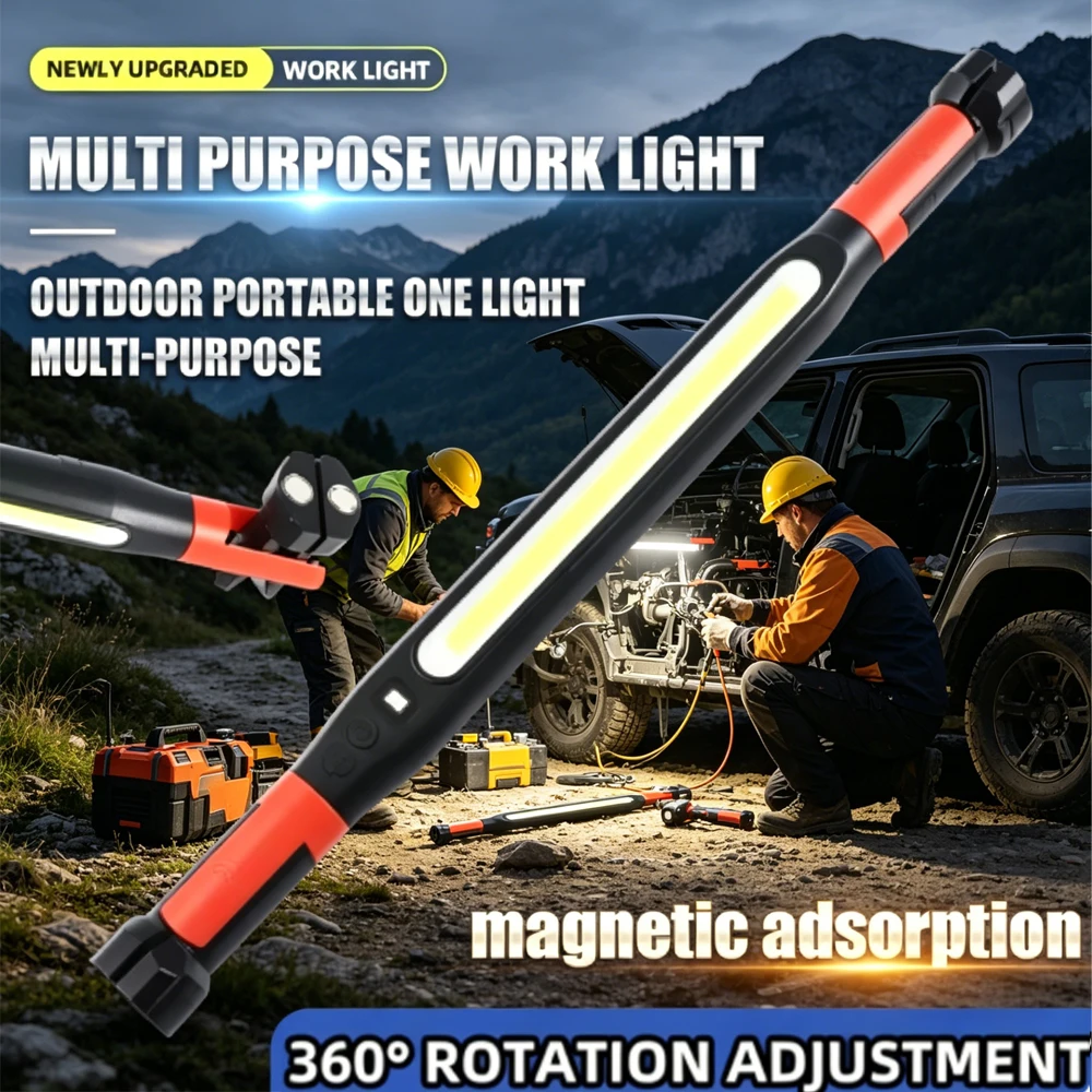 

Rechargeable LED Work Light with Magnetic Base 3 Lighting Modes Super Bright Auto Repair Light Free Adjustment Car Maintenance