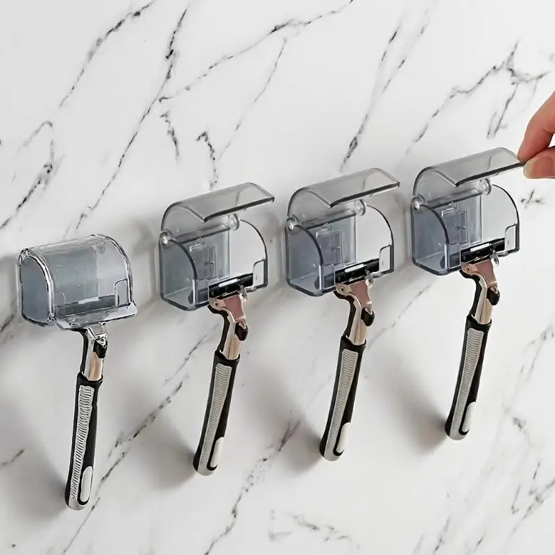 Selbstklebender Rasiererhalter zur Wandmontage, wasserdicht und staubdicht, für Dusche, Hakenleiste, Rasiererhalterung – Detail 7