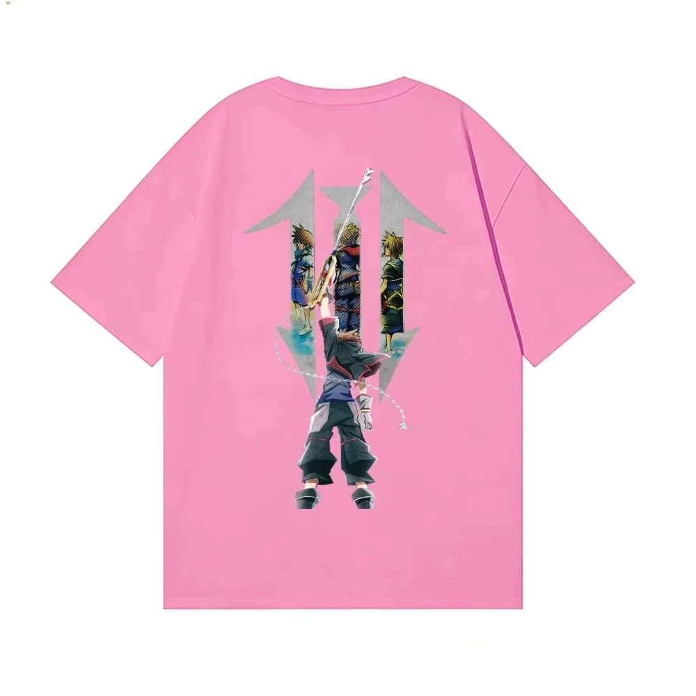 Kingdom Hearts Back Art Cotton Print Tee High-quality Streetwear Men's Clothing and Women's 2026 Summer Cotton Printed T Shirt