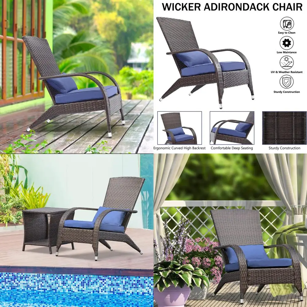 

Oversized Comfortable Outdoor Wicker Adirondack Chair with High Back for Fire Pit Area