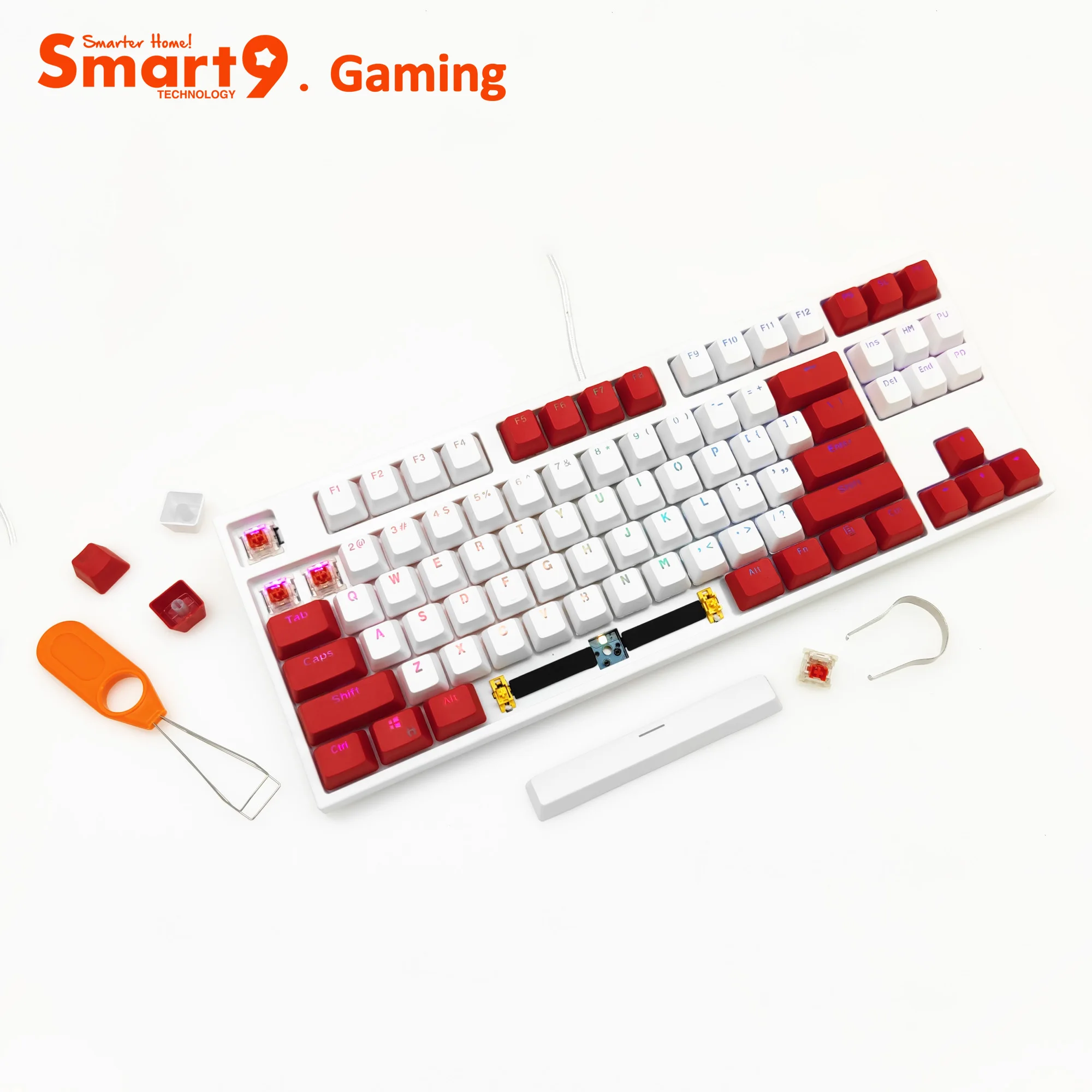 

Smart9 87Key Layout Part Hot Swap Full RGB Backlit Blue Red Brown Switch Color PBT Keycaps Type C Gaming Mechanical Keyboard