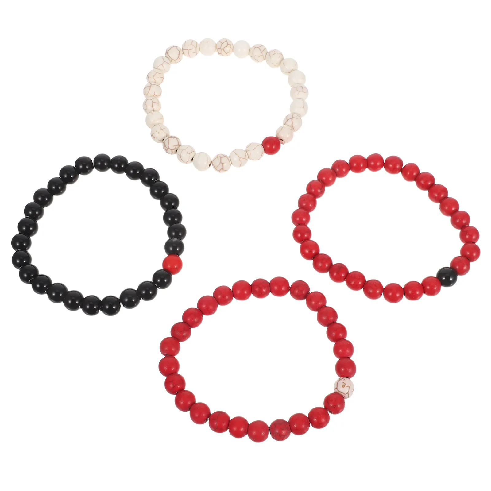 4Pcs Colorful Turquoise Stone Bracelets Natural Beaded Boho Style Stretch Wristband Set for Women Comfortable Elegant Everyday