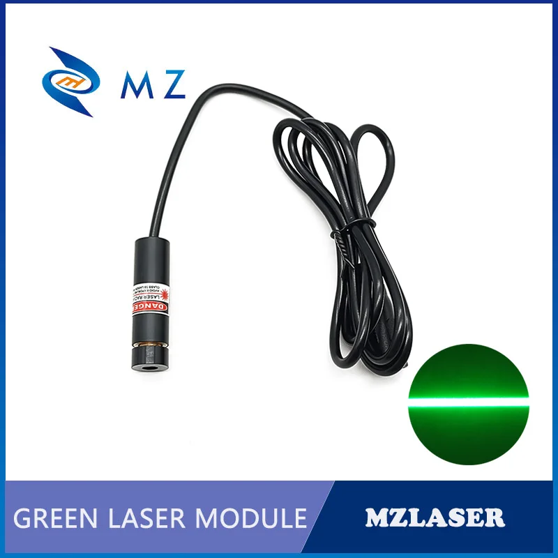 Compact Green Line Laser Diode Module 520nm Adjustable Focusing D12mm 10mw-50mw Industrial Grade Machine Line Laser 3V