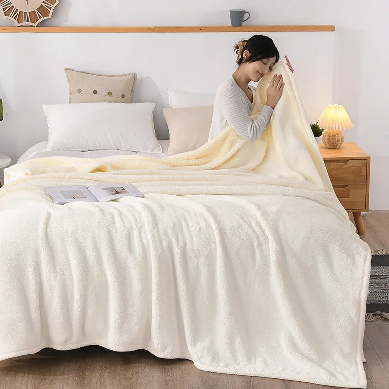 Grade A Super Soft Cloud Fleece Blanket Fluffy Warm Plush Sofa Throw Blanket Multifunctional Spring Autumn Nap Bed Blankets Gift