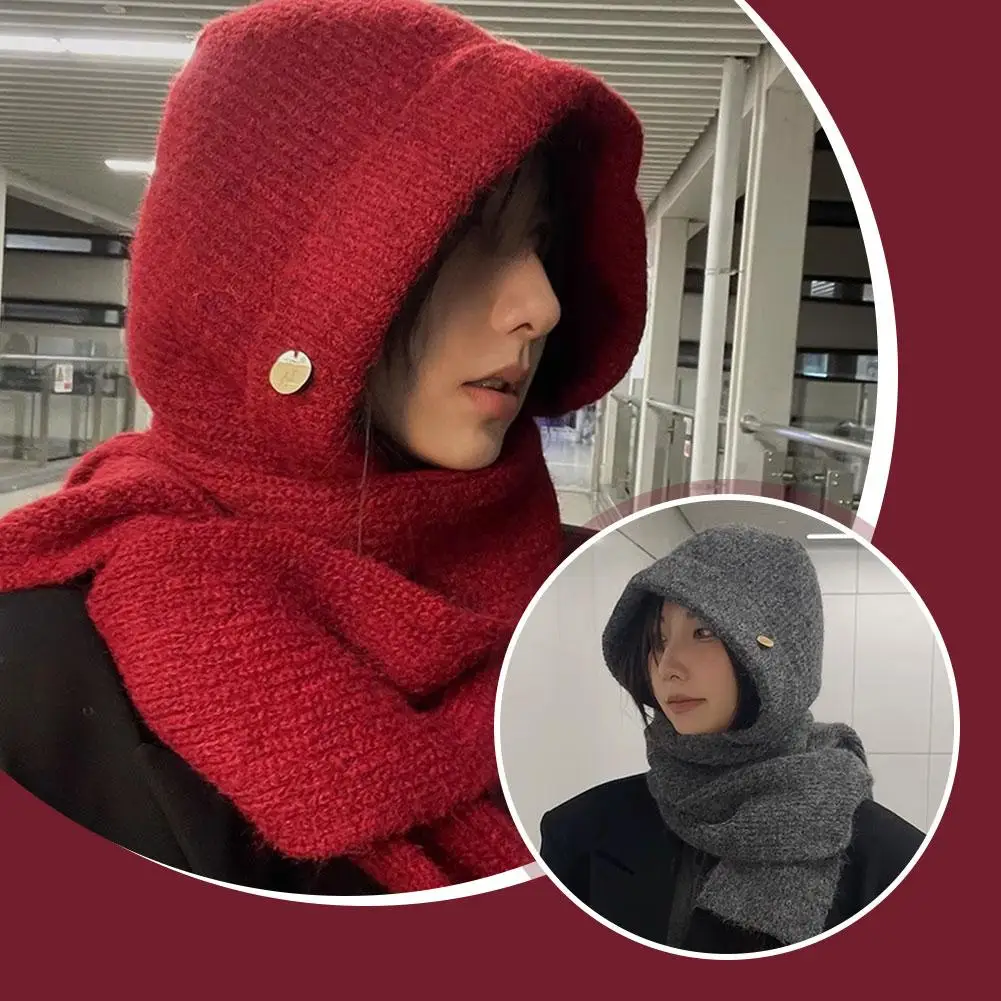 

Шарф с шейным воротником, унисекс, корейская Балаклава, капот, женская цельная зимняя шапка Y2k, толстые ветрозащитные шапки, аксессуары