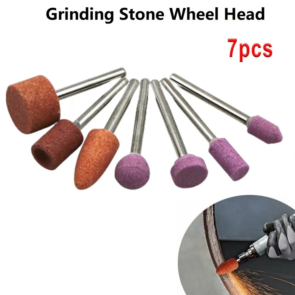 7pcs/Set Abrasive Mounted Stone Polishing Head Wheel Head Shank Grinding Head Stone Wheel Rotary Power Tools Accessories