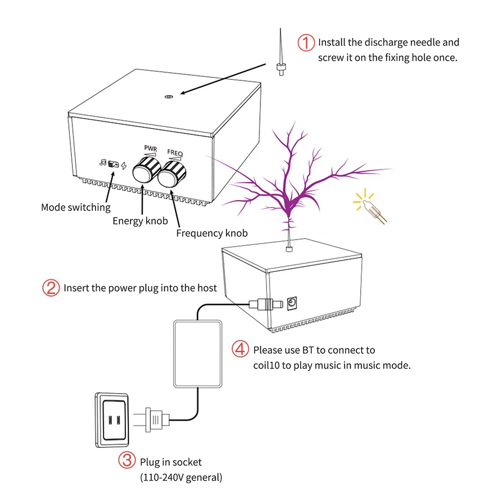 

Coil Hand Touch Plasma Desk Experiment Toy Science Kit Electronic Arc Generator Music Coil Wirelessly Light Gas Tubes