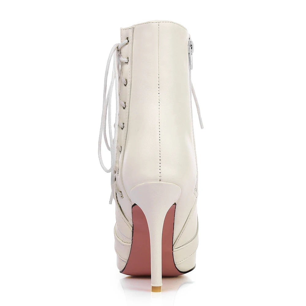 New Spring Fashion Red White Women Ankle Booties Super High Thin Heel Lady Party shoes Plus Big Size 11 43 45 47 view 5