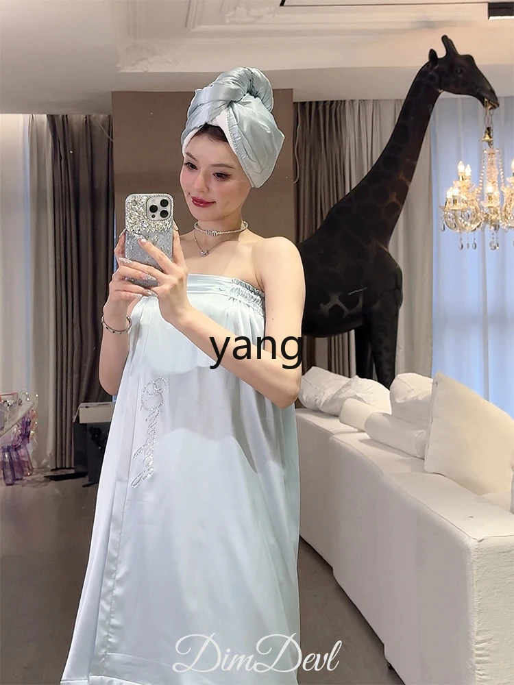 LMM absorbent tube top bath towel women's senior can wear wrapping bath skirt shower cap robe set