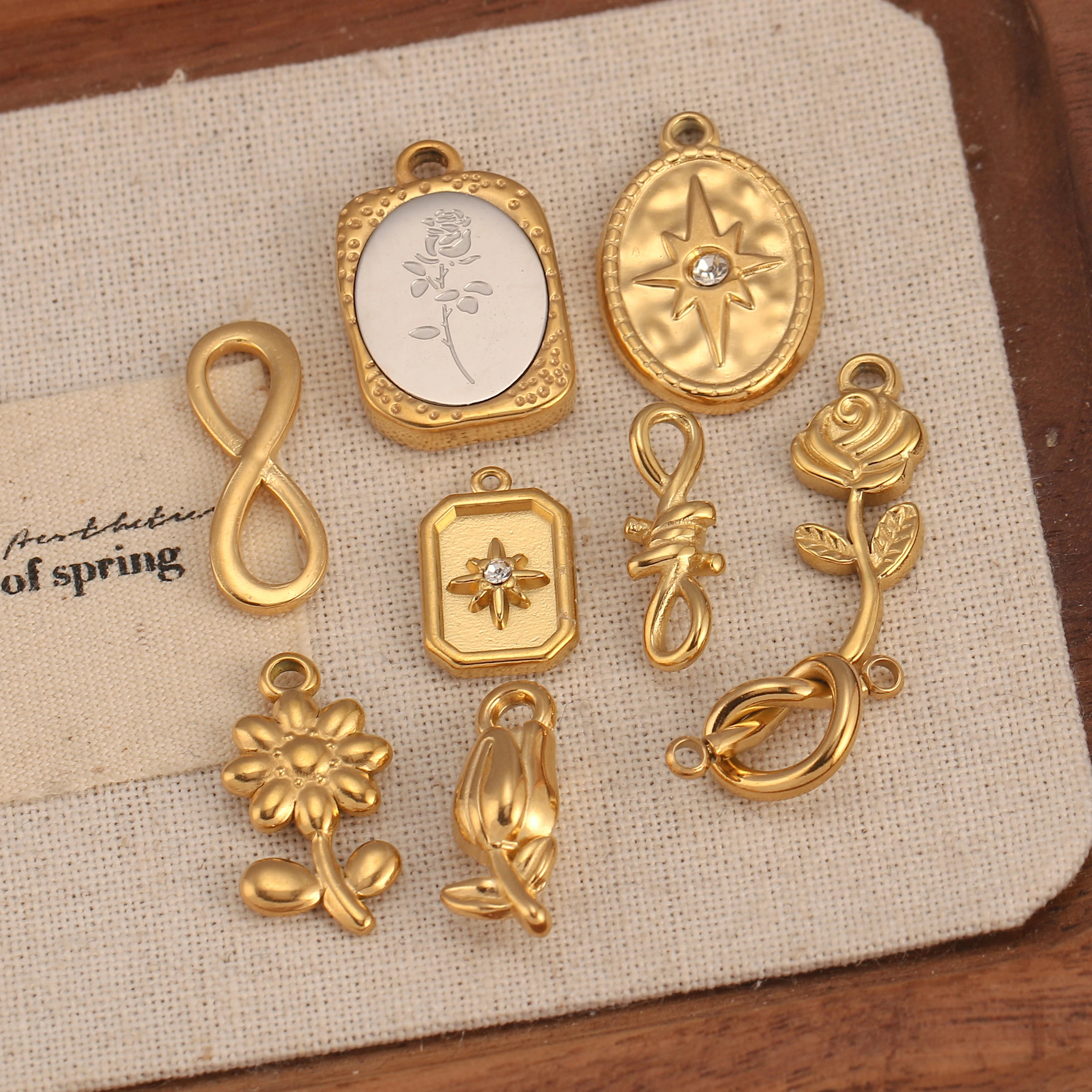 3Pcs Rose Flower/Heart/Infinity Symbol Connectors Jewelry Making Charms Stainless Steeel Diy Charm for Earring Necklace Bracelet