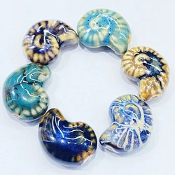 6Pcs 13 Different Colors 20MM Snail Conch Shape Ceramic Beads For Jewelry Making DIY Embossed