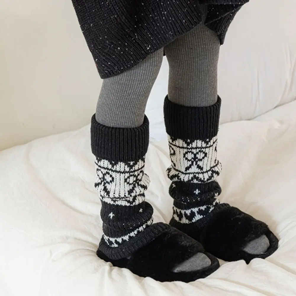 

Детские гетры JK Harajuku с бантом, милые вязаные носки в стиле Fair Isle, повседневные детские длинные носки Kawaii, зимние