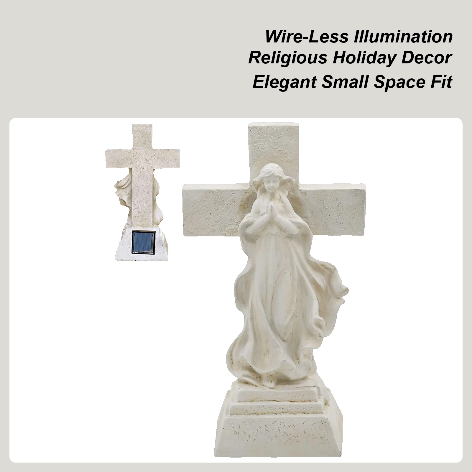 

Молитвенная статуя Девы Марии, солнечный свет, молитва Девы Марии, религиозный солнечный крест, украшение для сада, уличная религиозная статуя из смолы