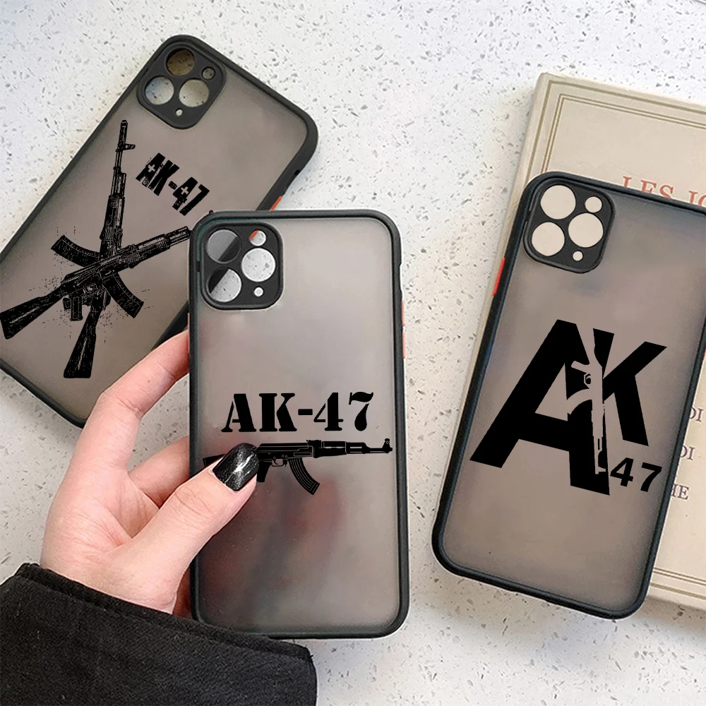 Black AK 47 Black AK 47 Phone Case For iPhone 16 15 14 13 12 11 Mini Pro Max X XR XSMax 7 8 Plus Matte Transparent Back Cover