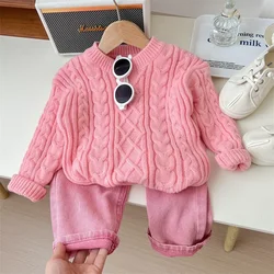 Girls Autumn Sweater Knit 2023 New Fashionable Middle School Childrens Long Sleeve Pullover Top Girls Fashion Cotton