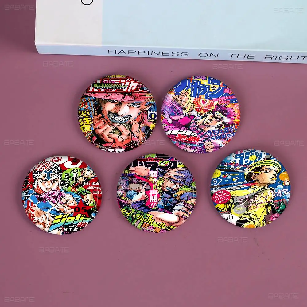 Anime JoJo Bizarre Adventure Soft Button Pin Runde Metall Abzeichen Anstecknadel Teile Geschenk Freunde Kind Schmuck