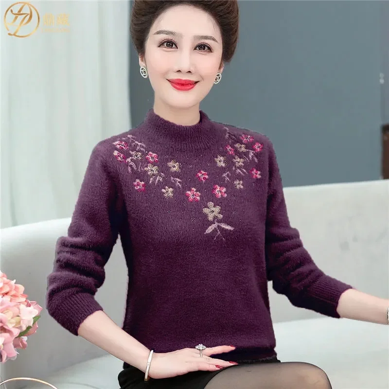 Women Cashmere Sweater Slim Soft Knitted Jumpers Mockneck Pullovers Solid T-Shirts Semi-Turtleneck Sweaters Women Winter