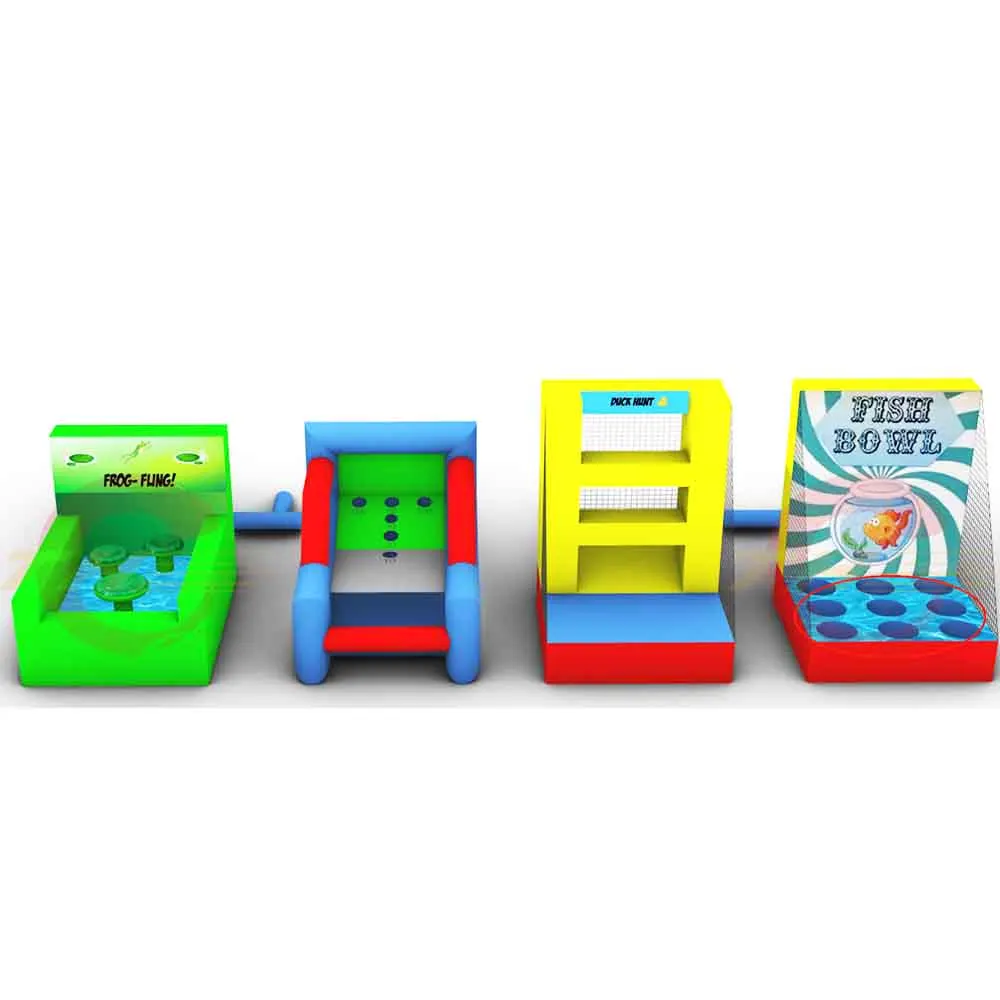 Jeu de carnaval gonflable personnalisé Frog Flings, éclat de canard Skee et bol à poisson, jouets gonflables 4 en 1