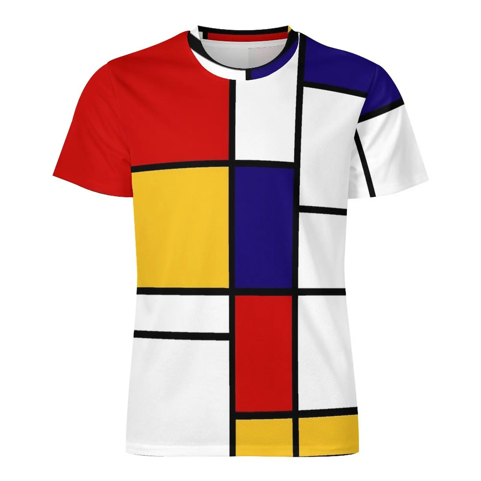 De Stijl Print T Shirt Mondrian Inspired Hippie T Shirts Short-Sleeve Custom Tshirt Fun Oversized Top Tees