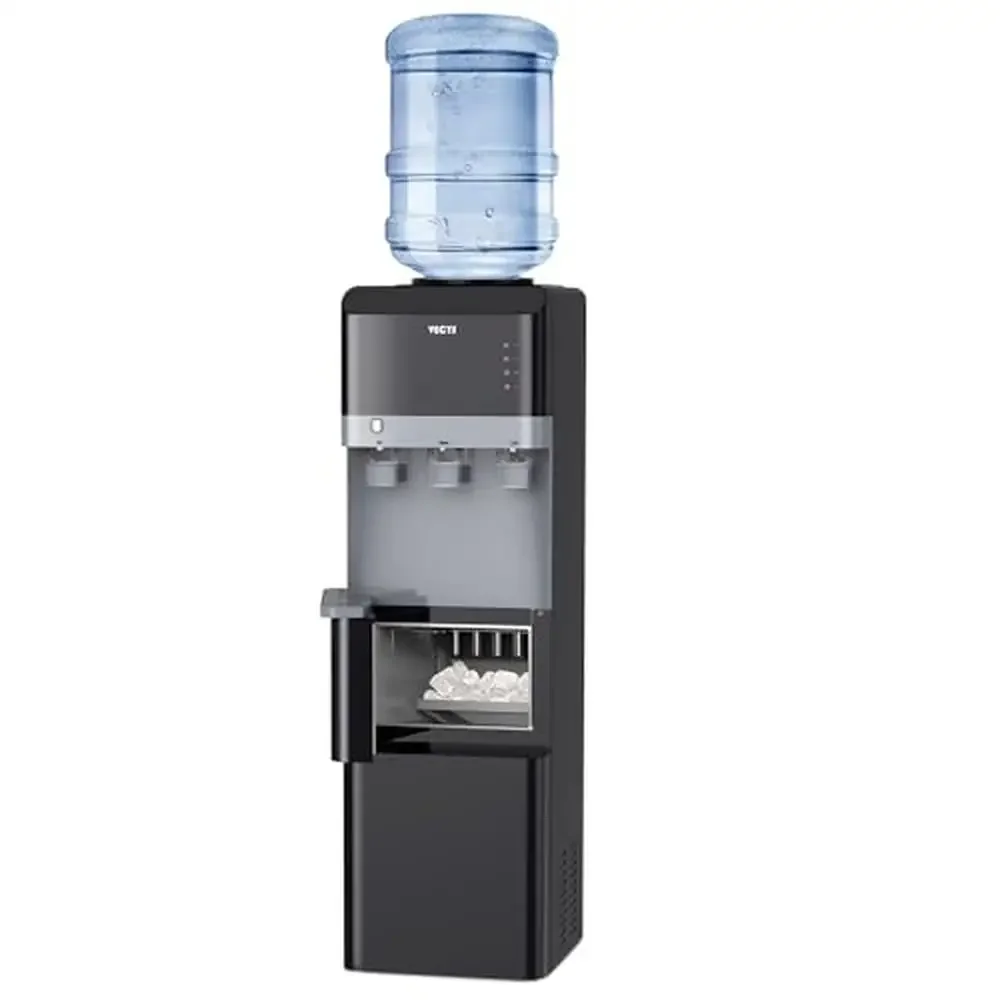 Ice Maker Water Dispenser 27LBS Daily Output Hot Cold Water Supply Child Safety Lock 3-in-1 Functionality Efficient Compressor