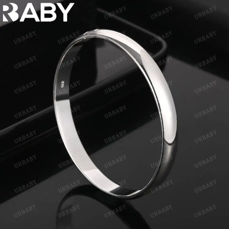 URBABY 925 Sterling Silver Design Round Bangle For Women Creativity Gifts Street All-match Party And Daily Wear