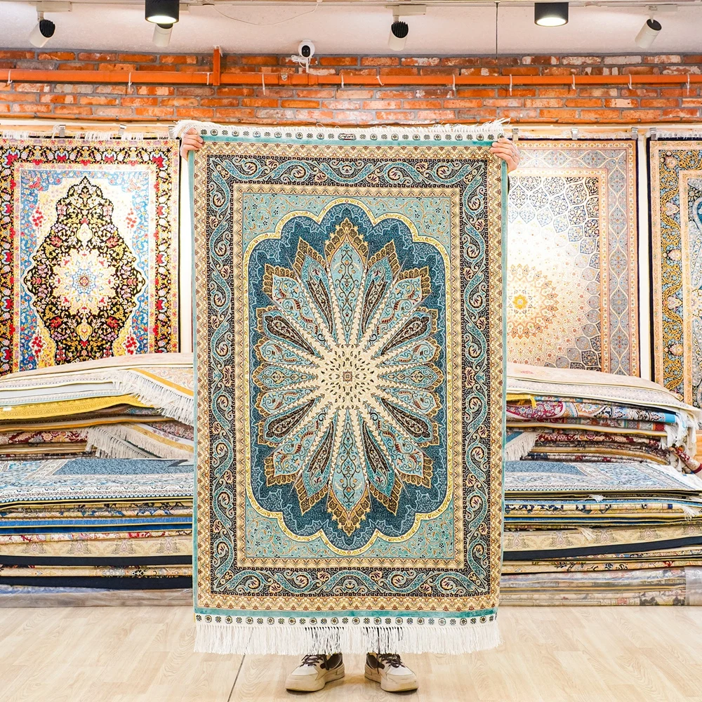 

Шелковый ковер ручной работы из Турции, 91x137 см, Vantage Teal Silk Nain, в продаже