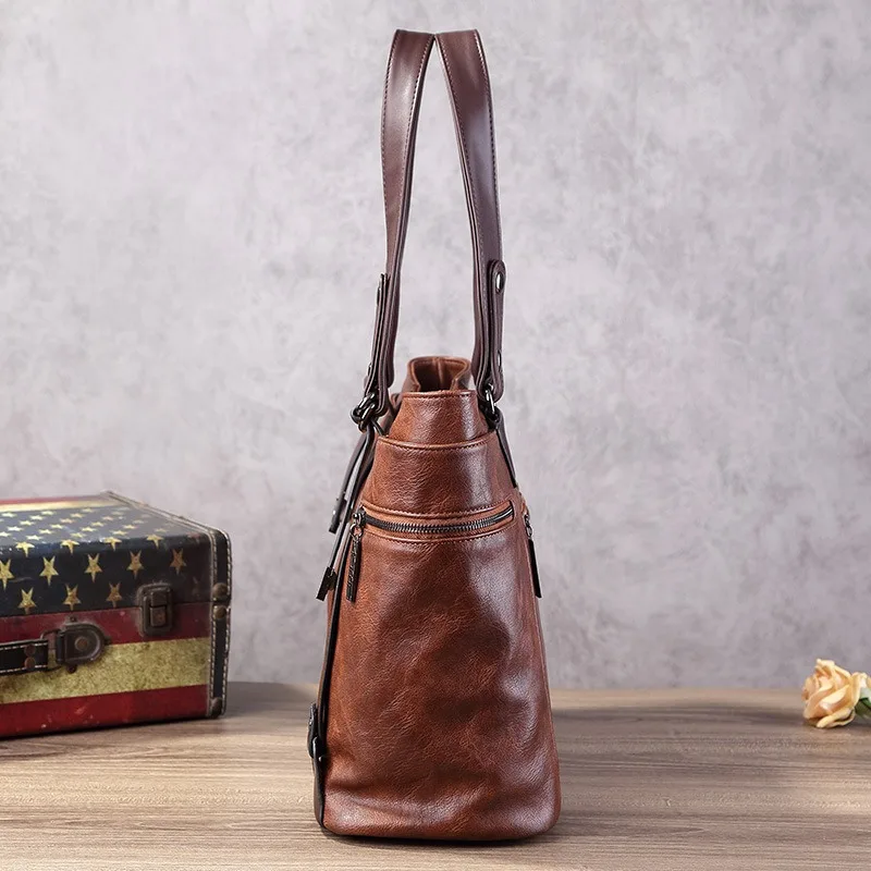 Nesitu A4 حقيبة يد نسائية محفظة سيدة بولي Leather جلدية الكتف حقيبة ساعي خمر سعة كبيرة أسود أحمر بني أخضر M311