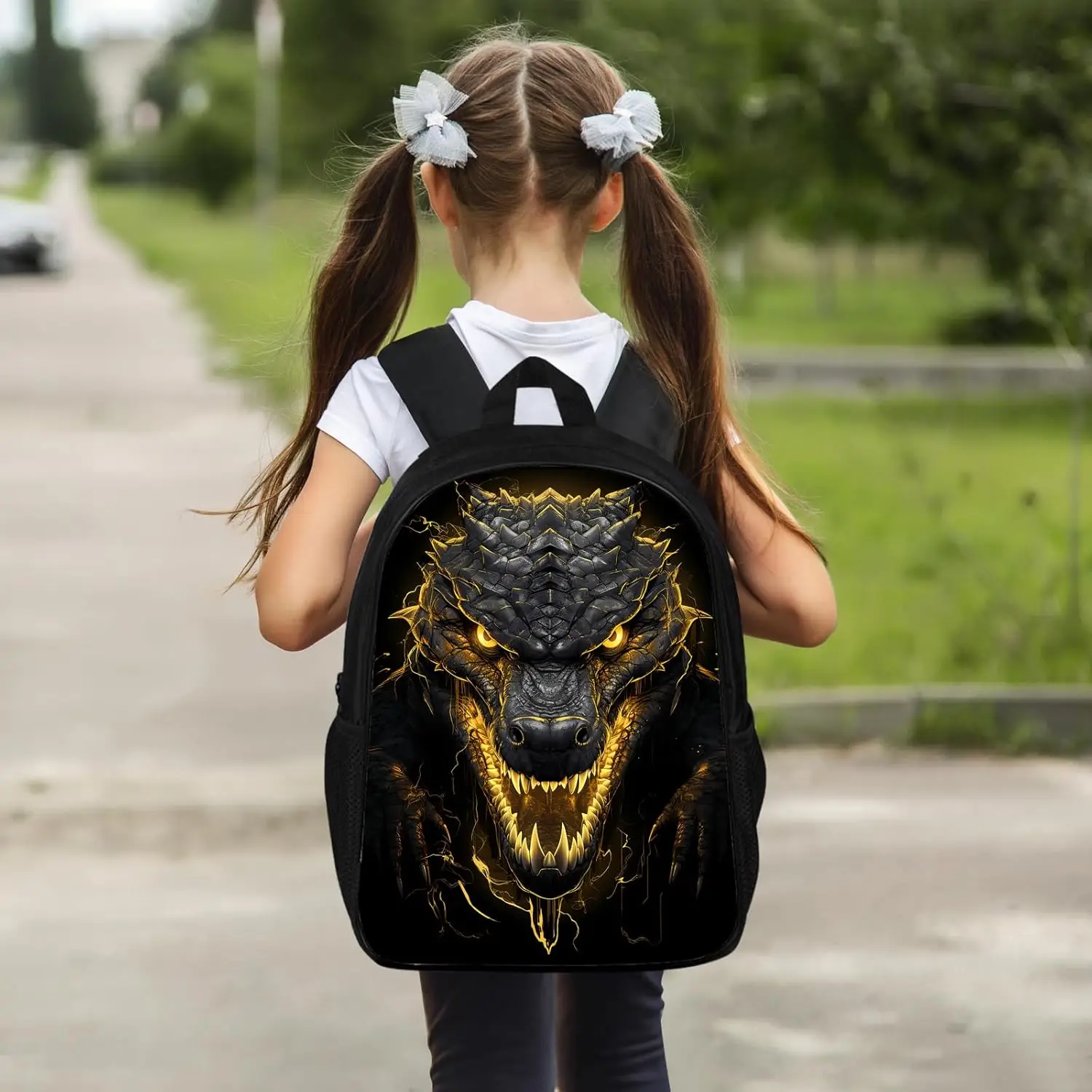 Zaino in coccodrillo per ragazzi e ragazze, zaino in coccodrillo imperatore fulmine freddo per la scuola e i viaggi, zaino per bambini grandi