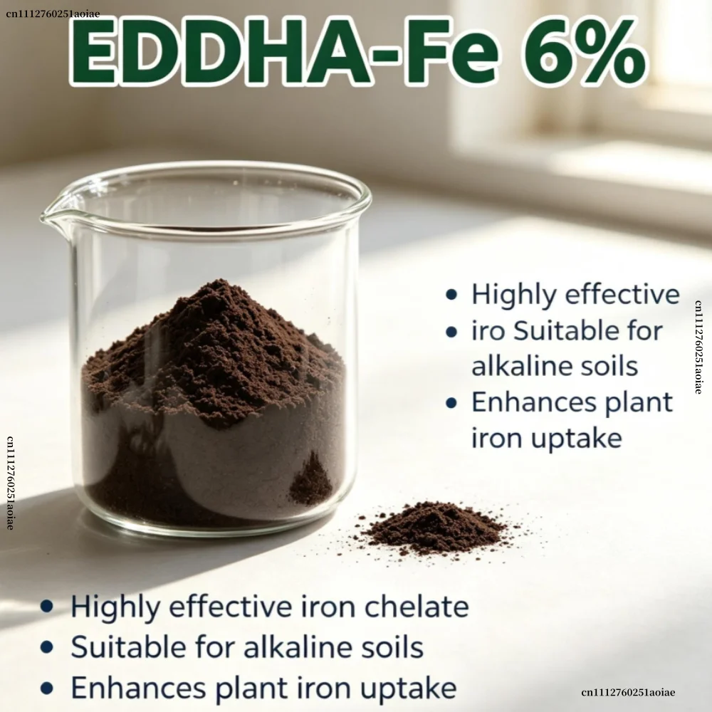 EDDHA-Fe 6% Chelated Iron, Water Soluble Fertilizer, Fast Treatment for Plant Iron Deficiency Yellow Leaves