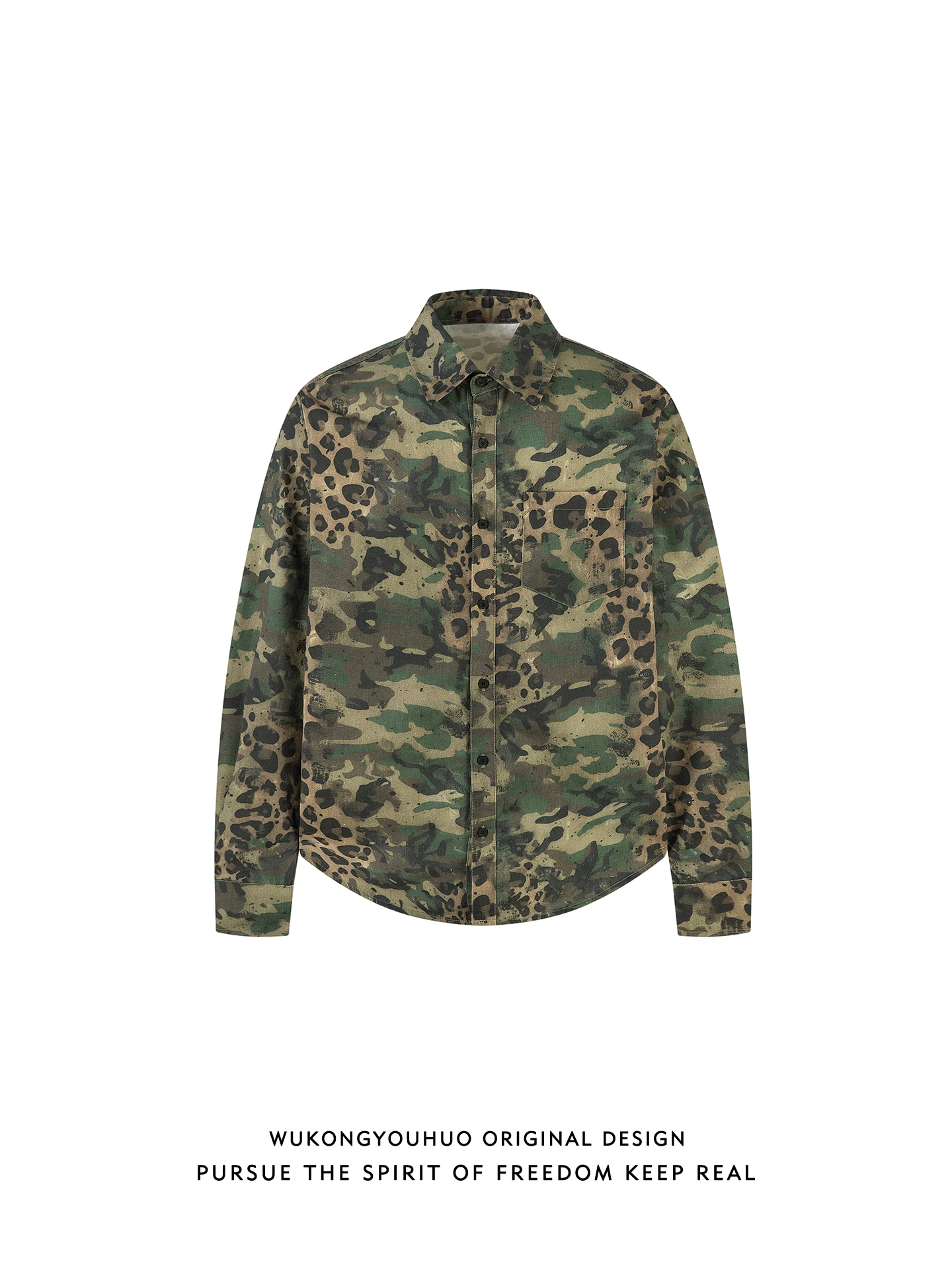 

Loose Long Sve Leopard Print irt Couple's Casual Faion Spring Autumn Men's Clothing American Sle Camouflage Pattern