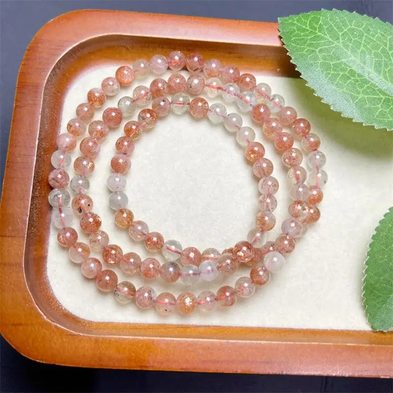 5MM Natural Alusha Quartz Triple Circle Bracelet Women Fashion Sweet Reiki Healing Energy Strand Girls Jewelry Gift 1PCS